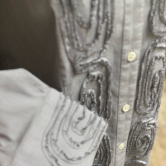 PAPERWHITE by HINSON WU LUXURY DESIGNER TAILORED EMBROIDERED GRAY SHIRT SIZE 8 - Picture 5 of 11